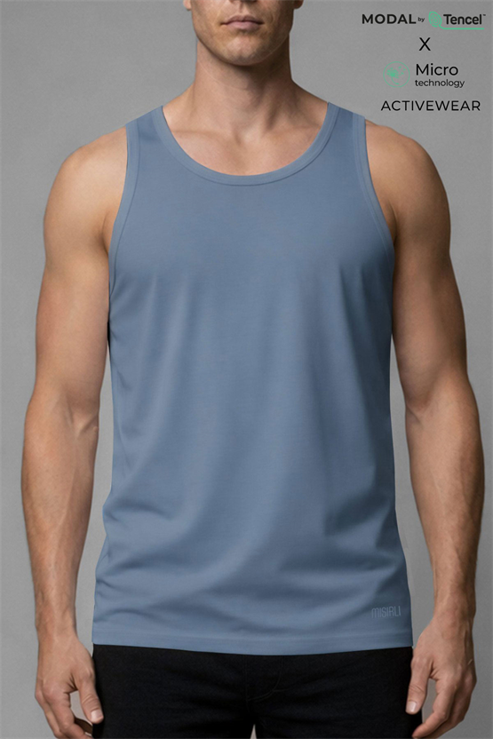 Erkek Activewear Angelino Modal by Tencel Sporcu Atlet Mavi