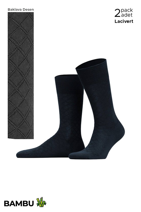 Erkek Bambu 6 Çift Baklava Desenli Süper İnce  Soket Çorap Çok Renkli