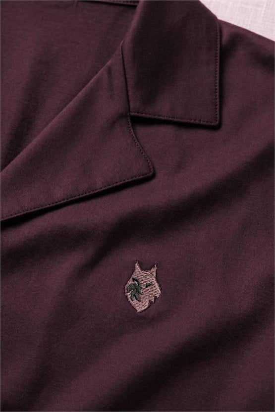 Erkek Bambu Gömlek Pijama Takımı Bordo