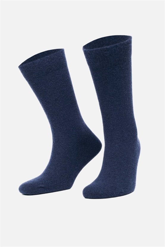 Erkek Kuzu Yünü Lambswool Tekli Soket Çorap İndigo