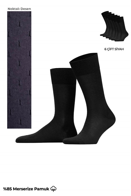 Erkek Merserize 6 Çift Noktalı Desenli Süper İnce Soket Çorap Siyah