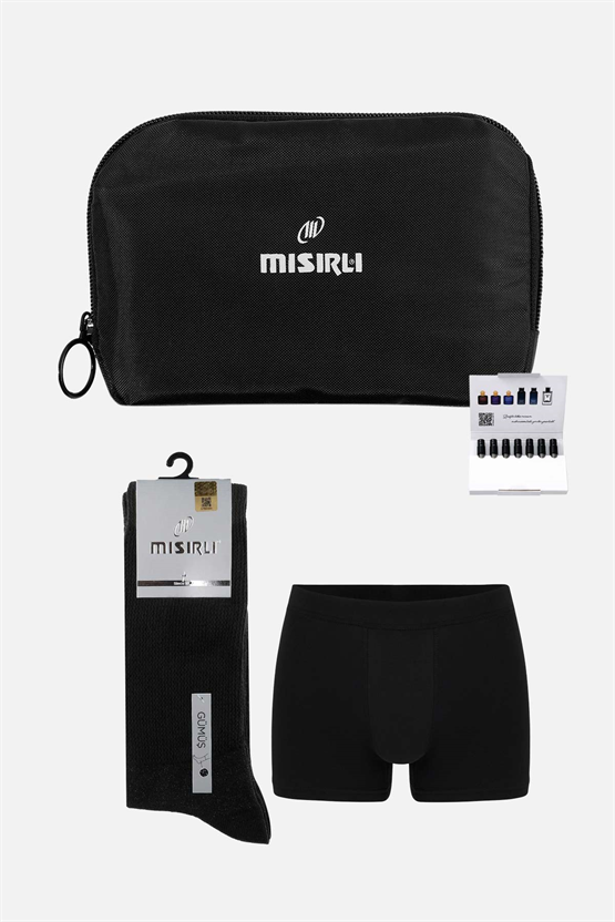 Erkek Siyah Gümüş  Hediye Paketi