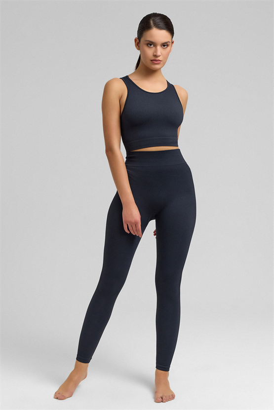 Kadın Activewear Alda Seamless Crop Antrasit