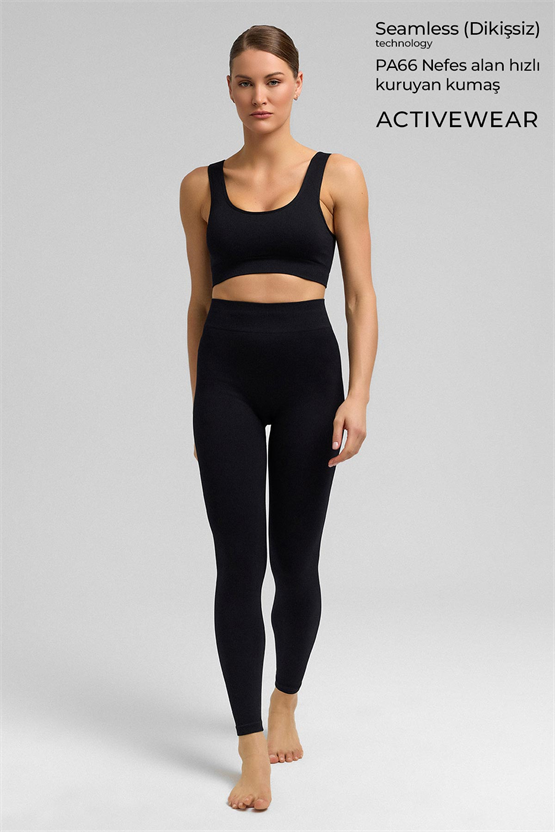Kadın Activewear Alda Seamless Crop Siyah