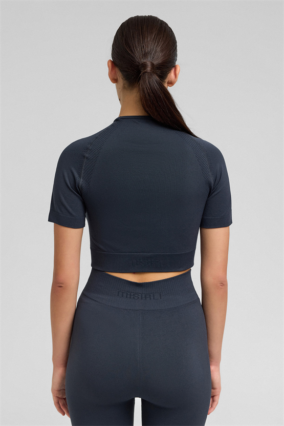 Kadın Annetta Seamless Kısa Kol Tişört Antrasit