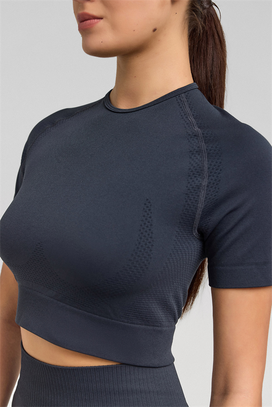 Kadın Annetta Seamless Kısa Kol Tişört Antrasit