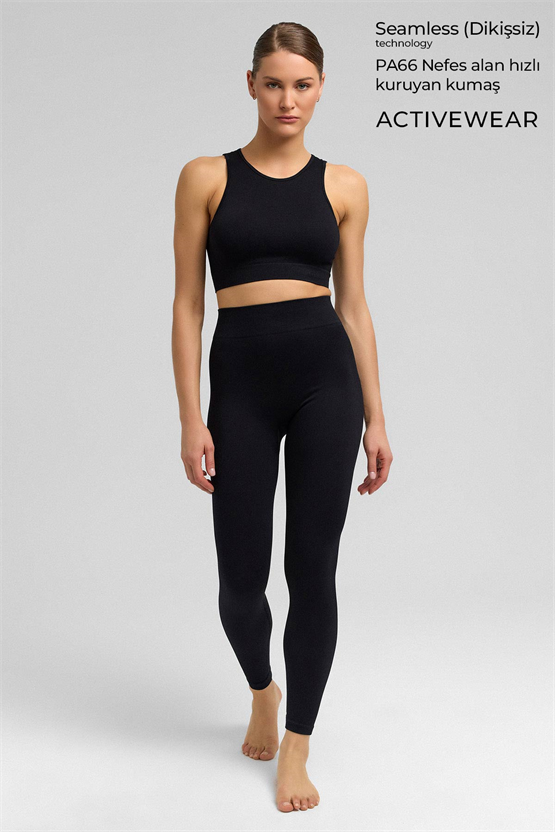 Kadın Activewear Barbara Seamless Ripli Bra Siyah