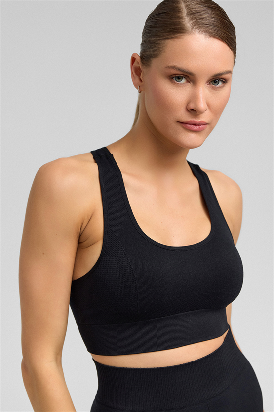 Kadın Activewear Barbara Seamless Ripli Bra Siyah