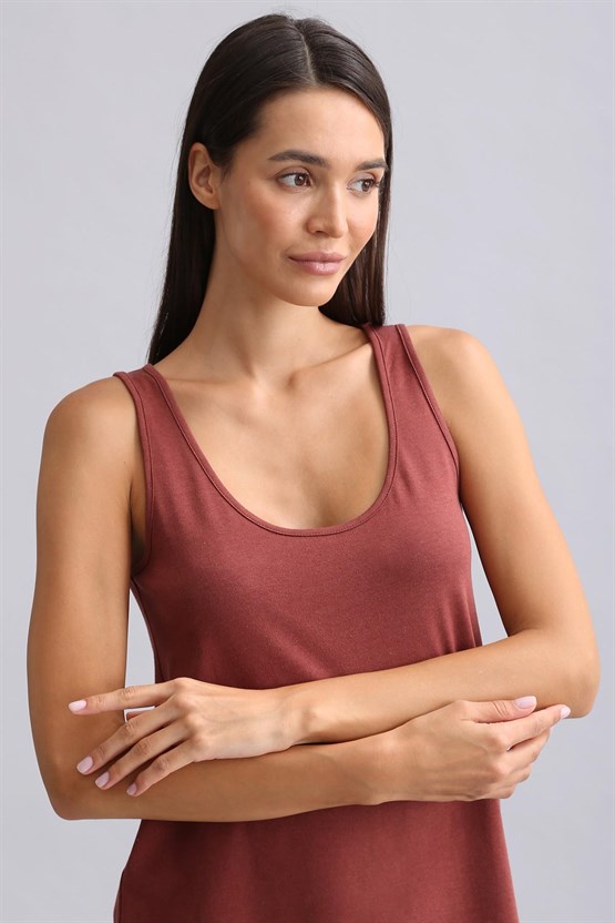 Kadın Bambu Regular Pijama Üst Bordo