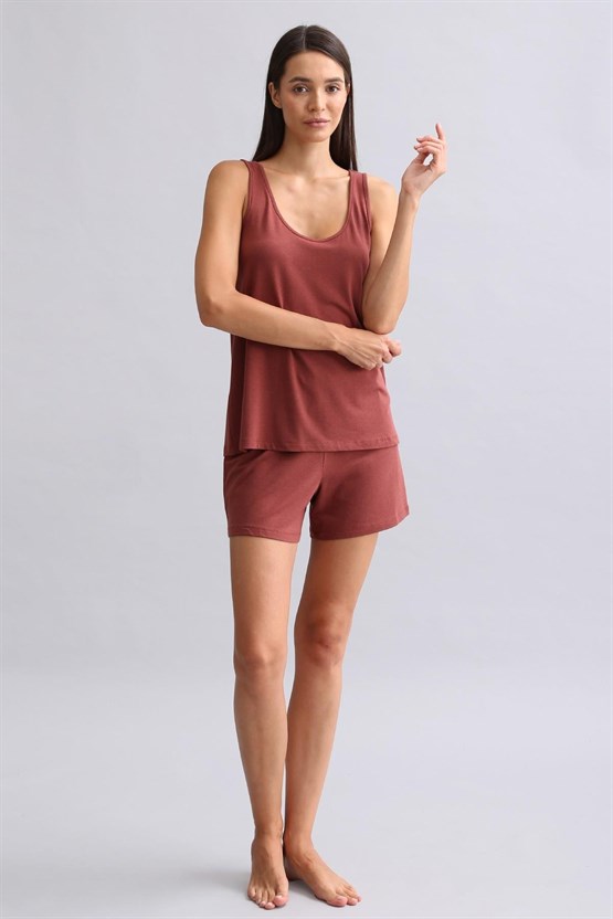 Kadın Bambu Regular Pijama Üst Bordo