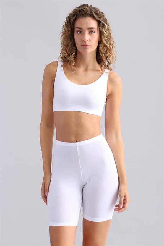 Kadın Modal by TENCEL MEGAN Crop Beyaz