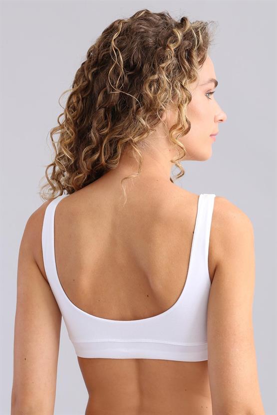 Kadın Modal by TENCEL MEGAN Crop Beyaz