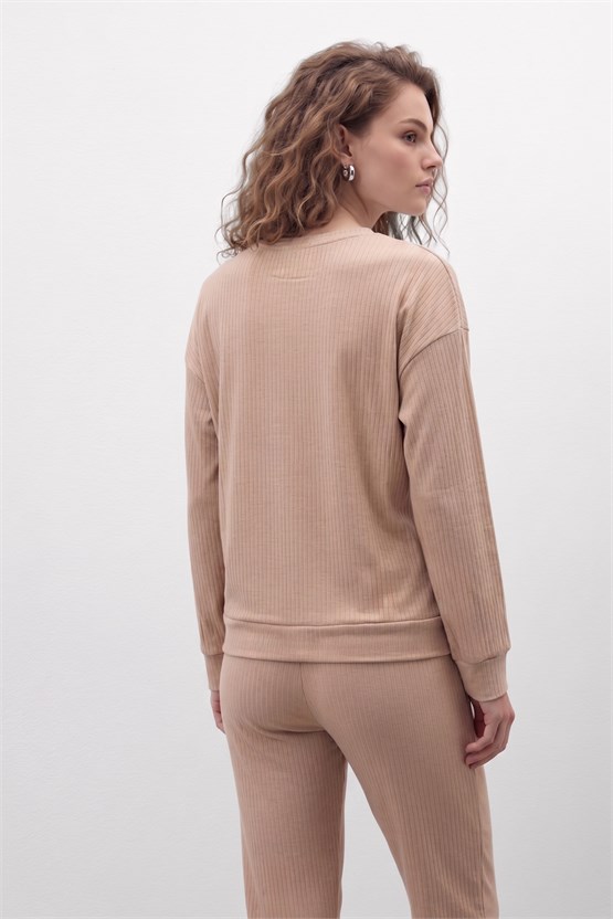 Kadın  Pamuk Pijama Takım Bej