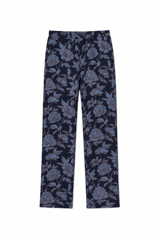 Kadın Viskon Çiçekli Alt Pijama Petrol