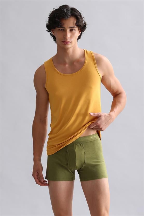 Mısırlı BAMBU HERCULES Slim Fit Basic Atlet Hardal