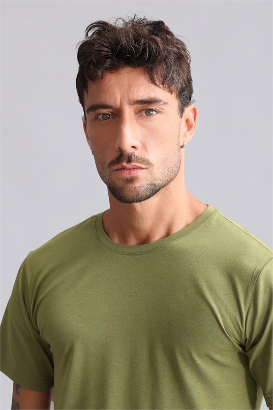 Mısırlı BAMBU HERCULES Slim Fit Bisiklet Yaka Fanila Haki