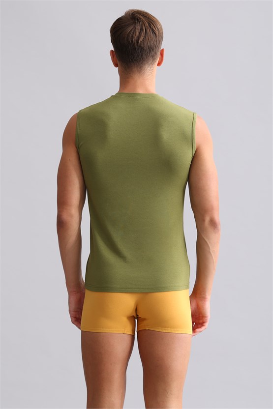 Mısırlı BAMBU HERCULES Slim Fit V Yaka Sporcu Atlet Haki