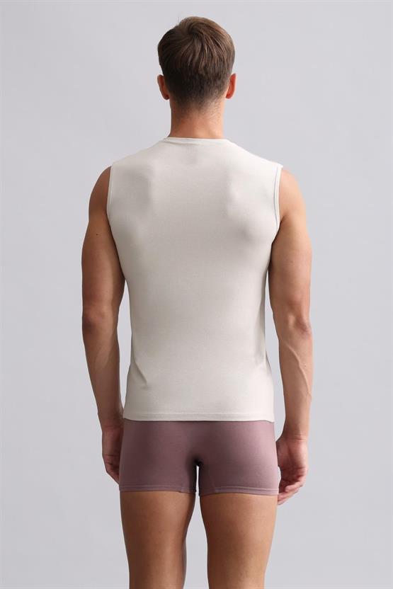 Mısırlı BAMBU HERCULES Slim Fit V Yaka Sporcu Atlet / T-Shirt Toprak Bej