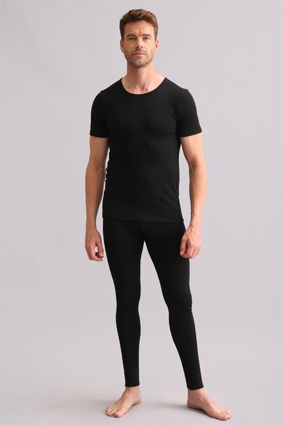 Mısırlı BAMBU TERMAL Bisiklet Yaka Fanila / T-Shirt Siyah