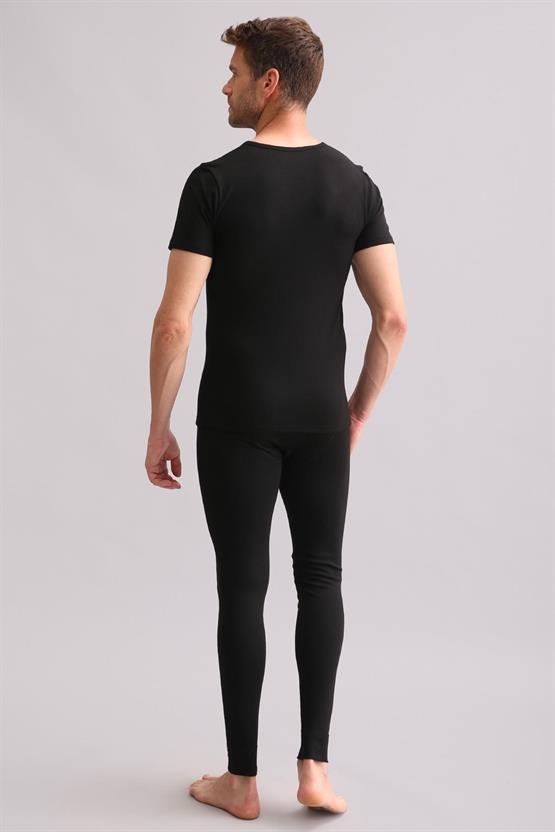 Mısırlı BAMBU TERMAL Bisiklet Yaka Fanila / T-Shirt Siyah