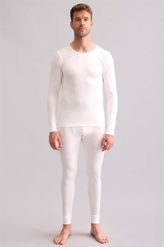 Mısırlı BAMBU TERMAL Bisiklet Yaka Uzun Kollu Fanila / Sweatshirt Ekru