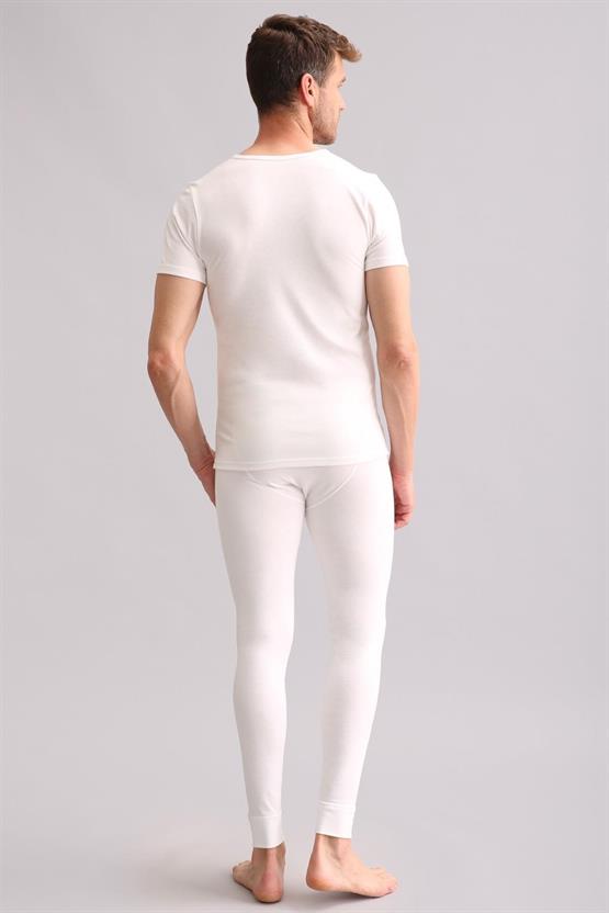 Mısırlı BAMBU TERMAL V Yaka Fanila / T-Shirt Ekru