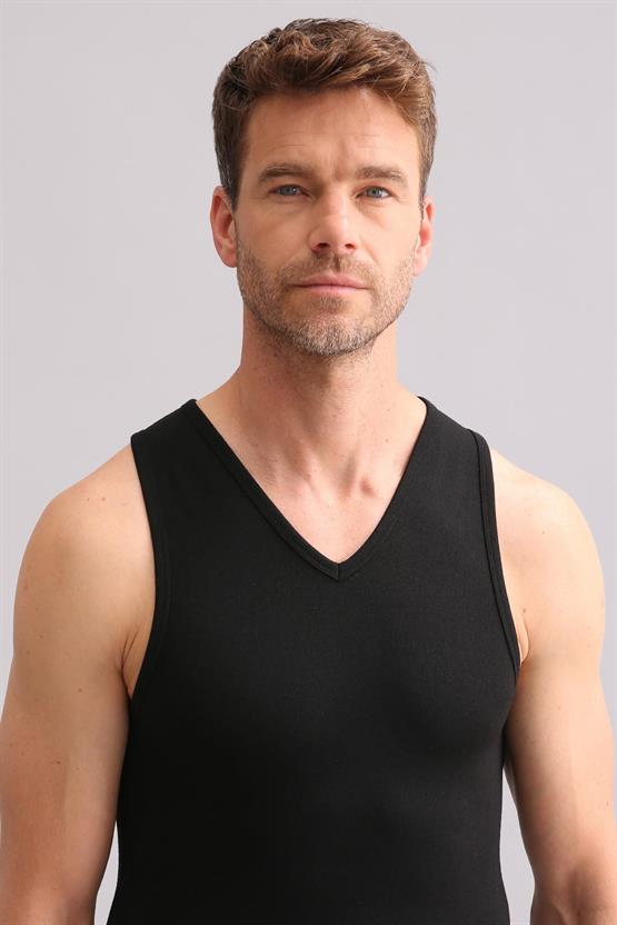 Mısırlı BAMBU TERMAL V Yaka Sporcu Atlet / T-Shirt Siyah