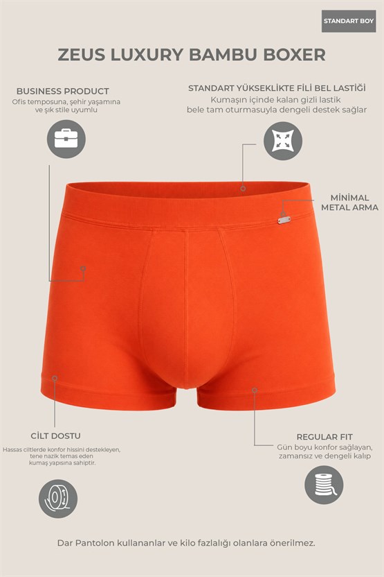 Mısırlı BAMBU ZEUS LUXURY Regular Fit Metal Armalı Boxer Kahverengi