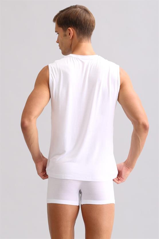 Mısırlı BAMBU ZEUS LUXURY Regular Fit Bisiklet Yaka Sporcu Atlet / T-Shirt Beyaz