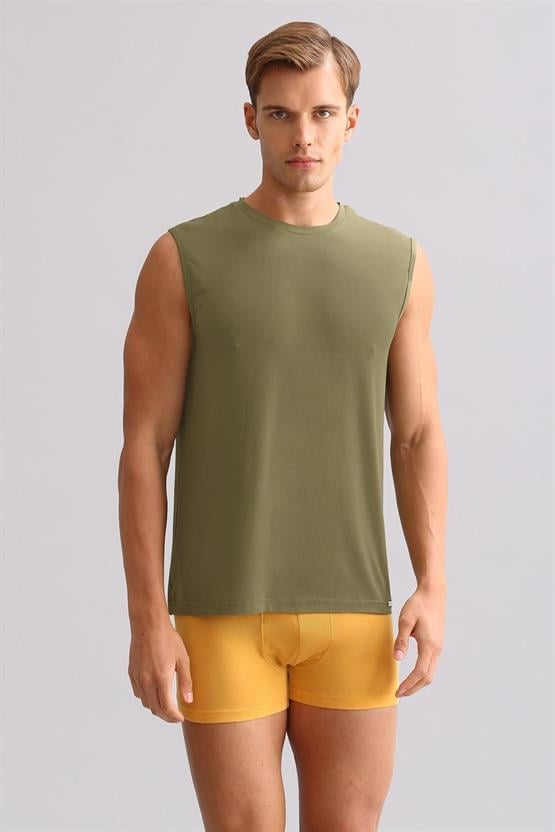 Mısırlı BAMBU ZEUS LUXURY Regular Fit Bisiklet Yaka Sporcu Atlet / T-Shirt Haki Zeytin