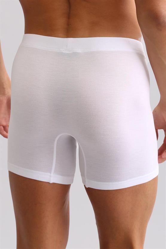 Mısırlı BAMBU ZEUS LUXURY Regular Fit Metal Armalı Long Boxer Beyaz