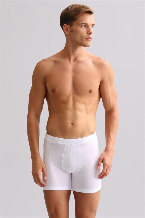 Mısırlı BAMBU ZEUS LUXURY Regular Fit Metal Armalı Long Boxer Beyaz