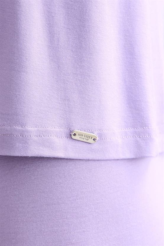 Mısırlı BAMBU ZEUS LUXURY Regular Fit Bisiklet Yaka Sporcu Atlet / T-Shirt Mor