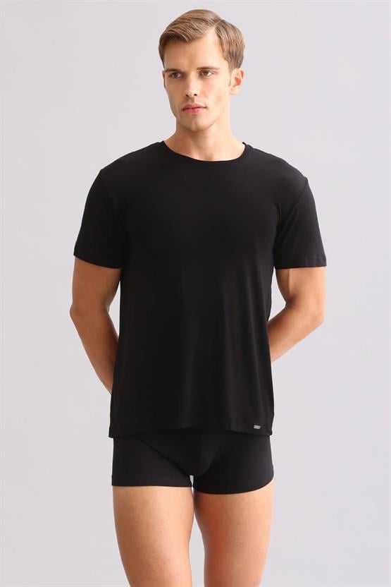 Mısırlı BAMBU ZEUS LUXURY Regular Fit Bisiklet Yaka Fanila / T-Shirt Siyah
