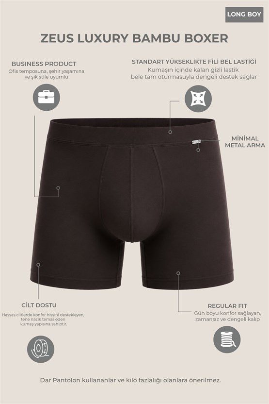 Mısırlı BAMBU ZEUS LUXURY Regular Fit Metal Armalı Long Boxer Lacivert