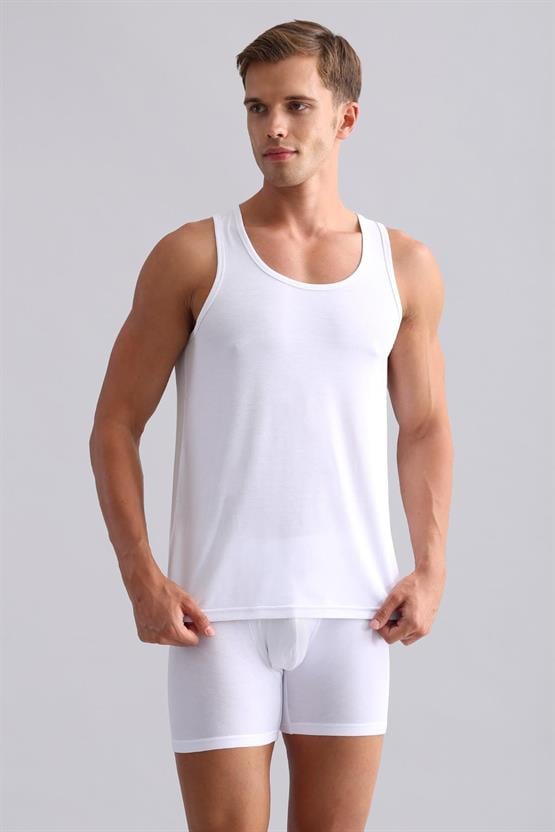 Mısırlı BAMBU ZEUS Regular Fit Basic Atlet / T-Shirt Beyaz