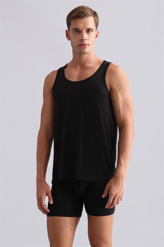 Mısırlı BAMBU ZEUS Regular Fit Basic Atlet / T-Shirt Siyah