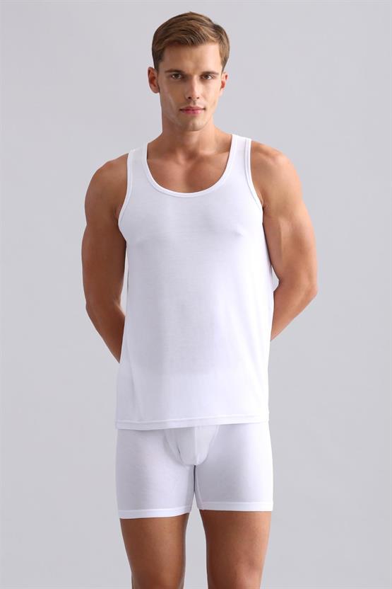 Mısırlı BAMBU ZEUS Regular Fit Basic Atlet / T-Shirt Beyaz