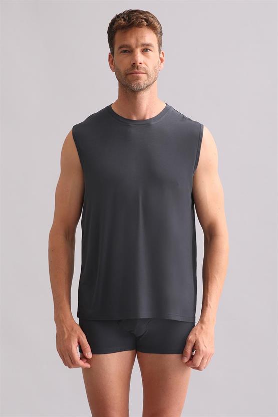 Mısırlı BAMBU ZEUS Regular Fit Bisiklet Yaka Sporcu Atlet / T-Shirt Antrasit