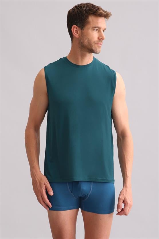 Mısırlı BAMBU ZEUS Regular Fit Bisiklet Yaka Sporcu Atlet / T-Shirt Fit Green