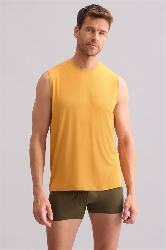 Mısırlı BAMBU ZEUS Regular Fit Bisiklet Yaka Sporcu Atlet / T-Shirt Hardal