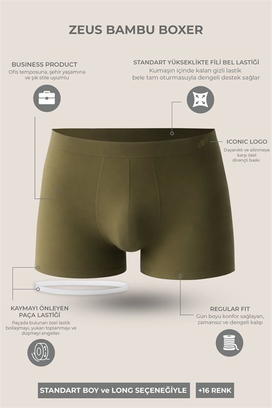 Mısırlı BAMBU ZEUS Regular Fit Boxer Haki
