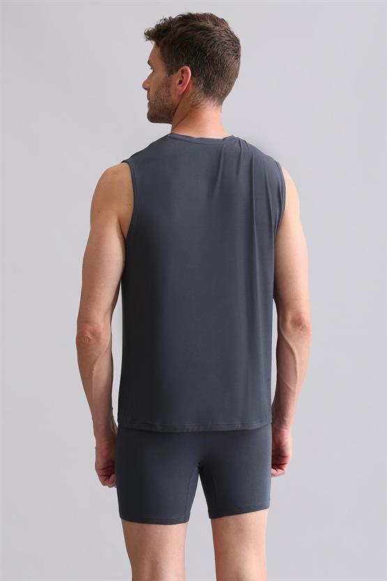 Mısırlı BAMBU ZEUS Regular Fit V Yaka Sporcu Atlet / T-Shirt Antrasit