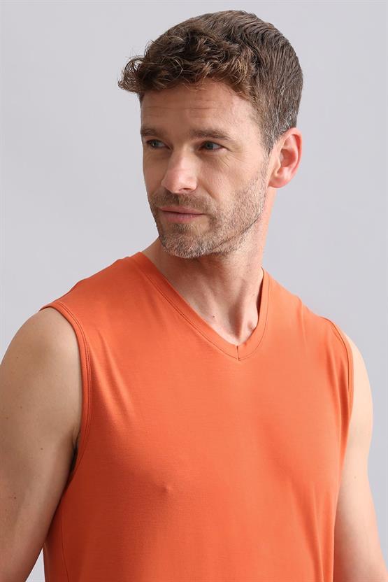 Mısırlı BAMBU ZEUS Regular Fit V Yaka Sporcu Atlet / T-Shirt Pas Kırmızı