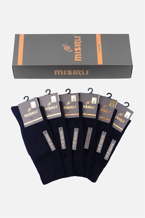 Mısırlı Erkek Bambu 6 Çift Kutulu Çorap Lacivert