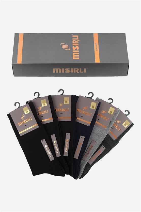 Mısırlı Erkek Bambu Ergonomik Kutulu 6 Çift Soket Çorap Çok Renkli