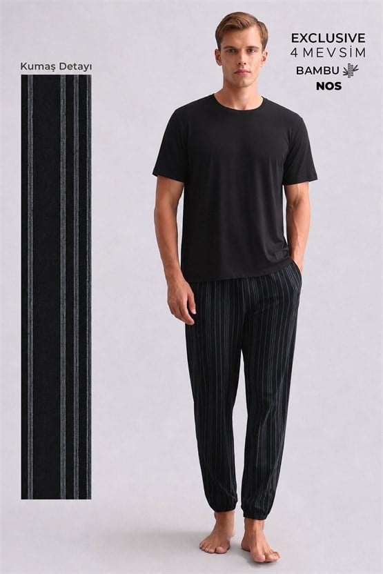 Mısırlı Erkek Bambu Jogger Pantolon Siyah