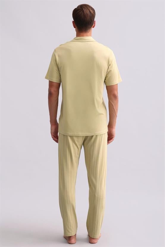 Mısırlı Erkek Bambu Kısa Kollu Gömlek Adaçayı Yeşili