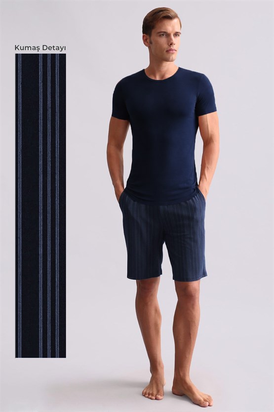 Mısırlı Erkek Bambu Pijama Şort Lacivert