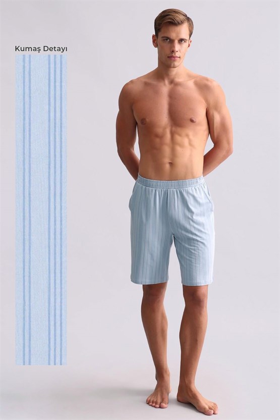 Mısırlı Erkek Bambu Pijama Şort Mavi